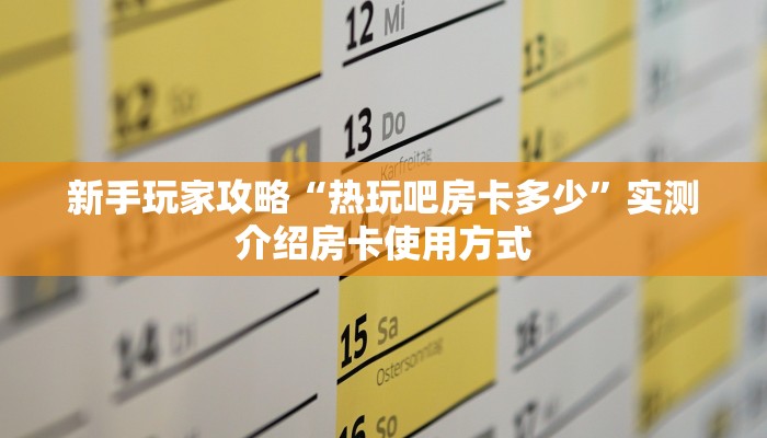 新手玩家攻略“热玩吧房卡多少”实测介绍房卡使用方式